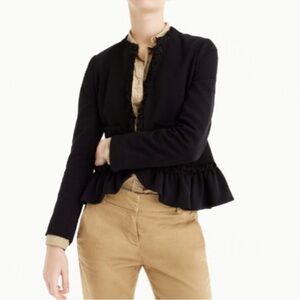 J. Crew Black Ruffle Trim Blazer